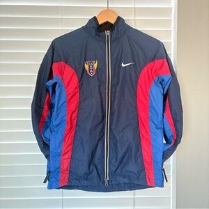 Vintage 90s Nike Team USA Full Zipper Trench Coat Sport Jacket Women Sz XS Blue